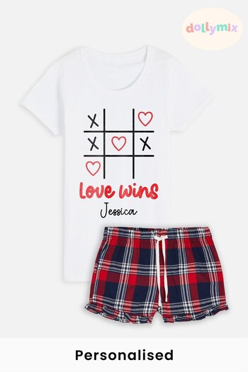 Personalised Womens Love Wins Short Pyjamas by Dollymix (Q08603) | £29