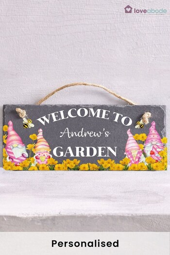 Personalised Garden Love Gonks Hanging Slate by Loveabode (Q08740) | £17