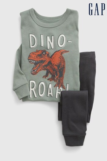 Gap Green & Grey Dinosaur Organic Cotton Pyjama Set (Q09117) | £18