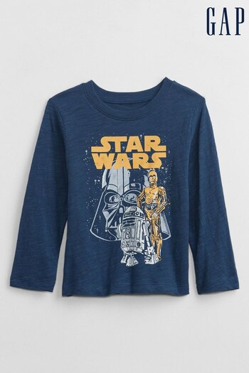Gap Navy Blue Star Wars Long Sleeve Crew Neck Graphic T-Shirt (Q09121) | £16