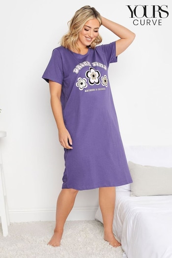 Yours Curve Purple Dream Time Dipped Back Nightdress (Q09209) | £17