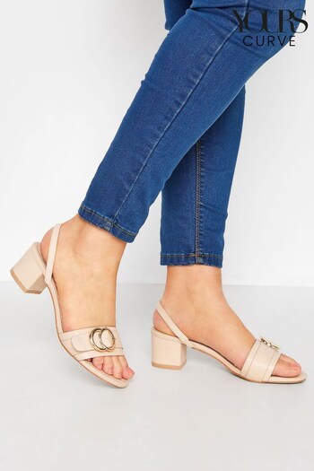 Yours Curve Nude Wide Fit Buckle Detail Sandal (Q09231) | £33