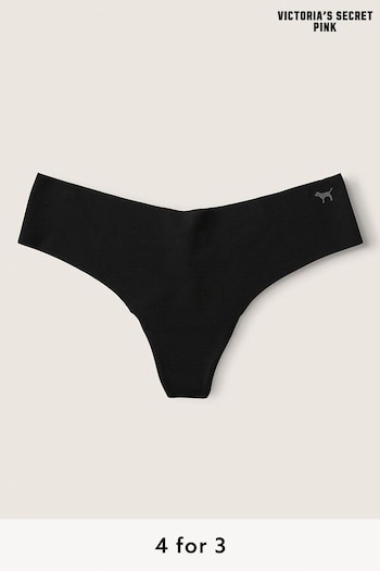 Victoria's Secret PINK Pure Black Thong Smooth No Show Knickers (Q09350) | £9
