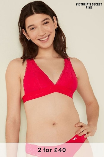 Victoria's Secret PINK Red Pepper Lace Strappy Back Halterneck Bralette (Q09411) | £20