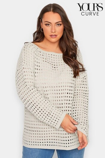 Yours Curve Natural Crochet Jumper (Q09877) | £27