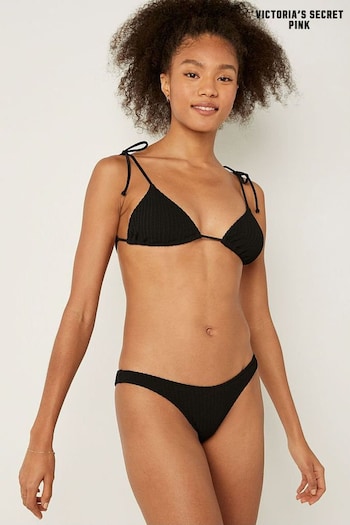 Victoria's Secret PINK Pure Black Brazilian Crinkle Bikini Bottom (Q10165) | £26