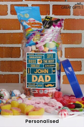 Personalised Best Dad  Sweet Jar by Great Gifts (Q10203) | £18