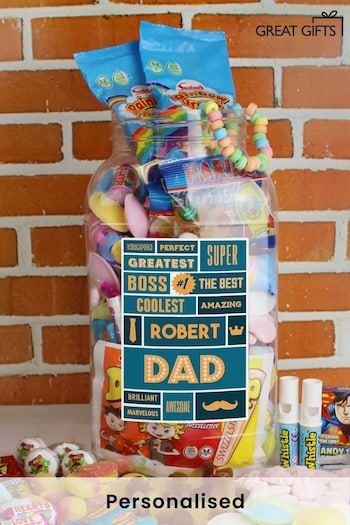 Personalised Best Dad Retro Sweet Large Jar by Great Gifts (Q10204) | £25