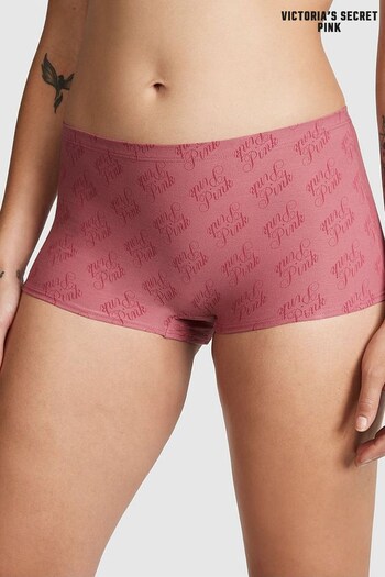 Victoria's Secret PINK Soft Begonia Pink Script Print Cotton Boyshort Knickers (Q10433) | £9