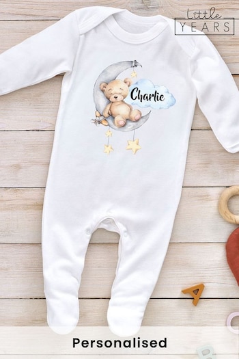 Personalised Moon & Stars Sleepsuit by Little Years (Q10751) | £16