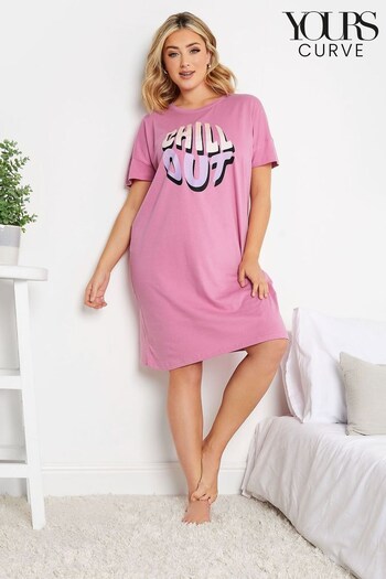Yours Curve Pink Short Sleeve Nightdress (Q10846) | £16