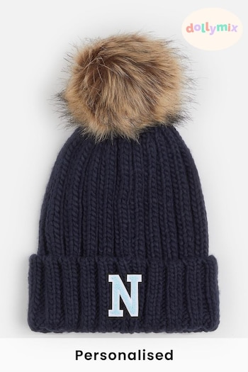 Personalised Adults Monogram Fur Pom Beanie Hat by Dollymix (Q10973) | £15
