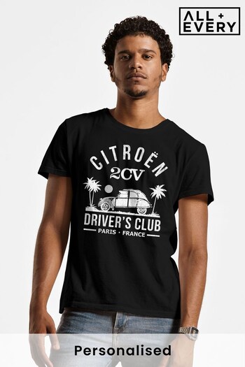 All + Every Black Citroen 2CV Driver's Club White Beach Men's T-Shirt by All+Every (Q11030) | £22