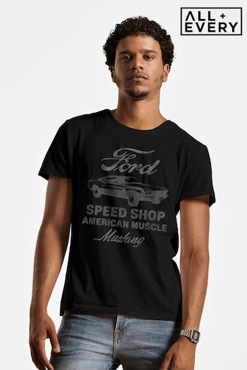 All + Every Black Ford Mustang Speed Shop American Muscle Men's T-Shirt (Q11171) | £23