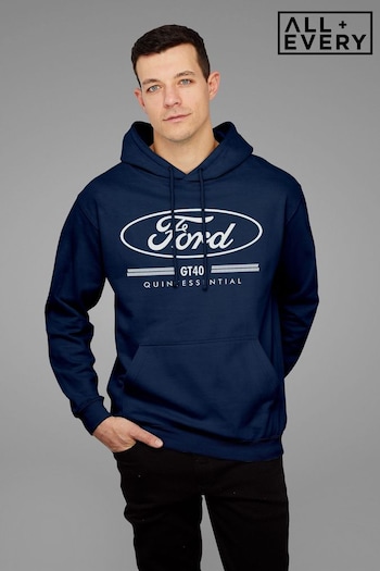 All + Every Navy Ford GT40 Quintessential Men's Hooded Sweatshirt (Q11174) | £40