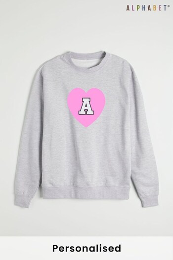 Personalised Kid's Heart Monogrammed Letter Sweatshirt by Alphabet (Q11381) | £20