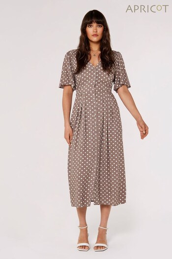 Apricot Brown & White Polkadot Dance Shirt Dress (Q11444) | £35