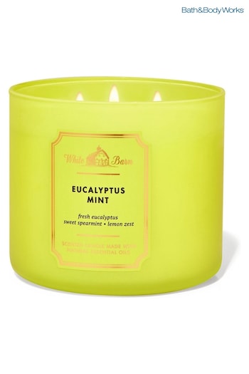 Bath & Body Works EUCALYPTUS MINT Midnight Blue Citrus 3-Wick Candle 14.5 oz / 411 g (Q11622) | £29.50