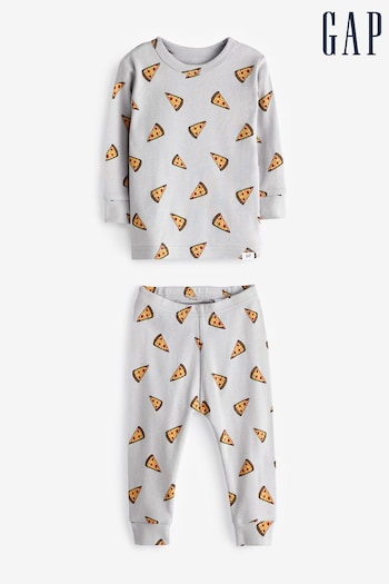 Gap Grey Pizza Print Long Sleeve Pyjama Set (Q11794) | £18