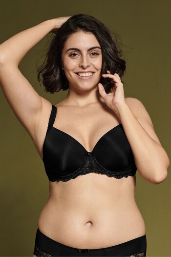 Naturana Black Lace Padded Romantic Moulded Underwired Bra (Q11926) | £28