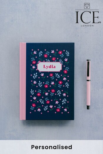 Personalised Floral A5 Notebook and Pen Set by Ice London (Q12351) | £13