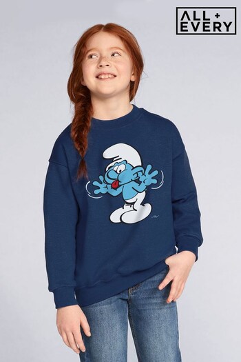 All + Every Navy The Smurfs Blowing Raspberries Kids Sweatshirt (Q12374) | £23