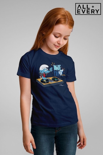All + Every French Navy The Smurfs Blue Party Kids T-Shirt (Q12379) | £18