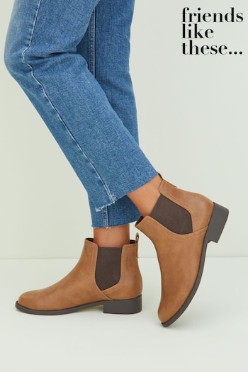 Friends Like These Brown Regular Fit Flat Ankle Chelsea Boot (Q13255) | £30
