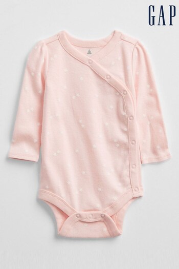 Gap Pink Wrap Long Sleeve Baby Bodysuit (Q13366) | £10