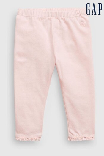 Gap Pink Organic Cotton Ruffle Leggings figurformning (Q13370) | £8