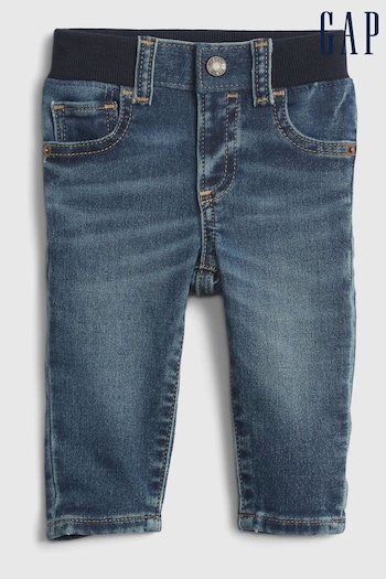 Gap Dark Wash Blue Knitted Waistband Slim 084RI Jeans - Baby (Q13388) | £25