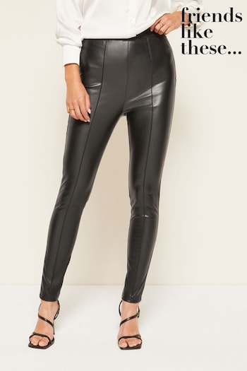 Friends Like These Black High Waisted Faux Leather Legging (Q13466) | £29