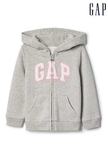 Gap Light Grey Logo Zip Up Hoodie (Newborn - 7yrs) (Q13474) | £20