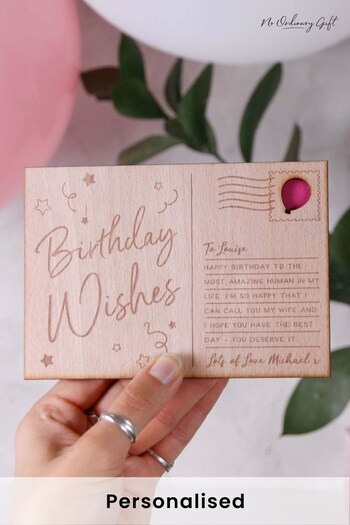 Personalised Birthday Wishes Wooden Postcard by No Ordinary Gift (Q13657) | £12