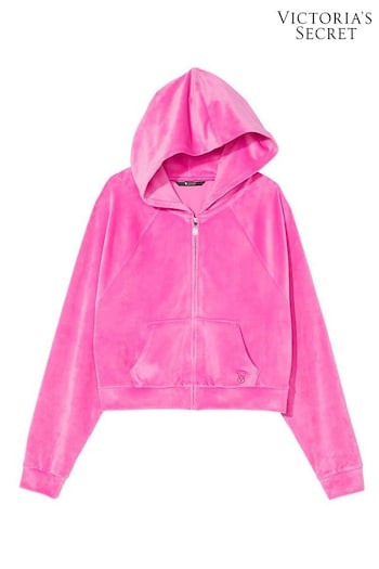 Victoria's Secret Pink Berry Velour Lounge Zip Up Hoodie (Q13768) | £45
