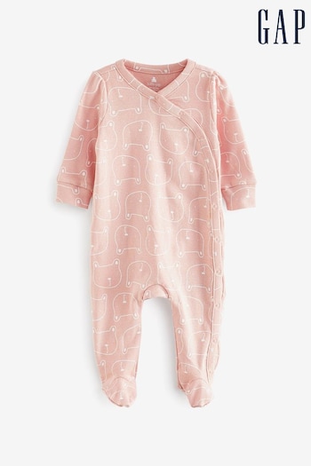 Gap Pink Brannan Bear Long Sleeve Baby Sleepsuit (Newborn - 24mths) (Q13791) | £18