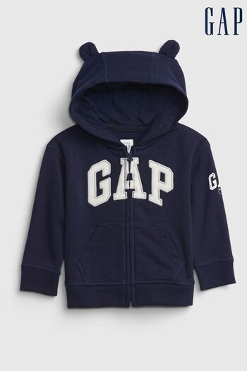 Gap Navy Blue Logo Zip Up Bear Ear Hoodie - Baby (Q13798) | £20