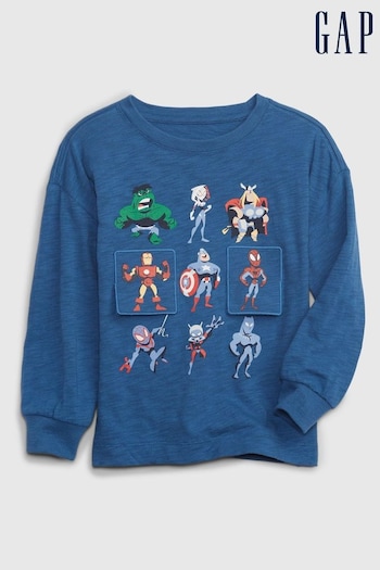 Gap Blue Marvel Avengers Marvel Avengers Graphic Long Sleeve T-Shirt (Q13830) | £18