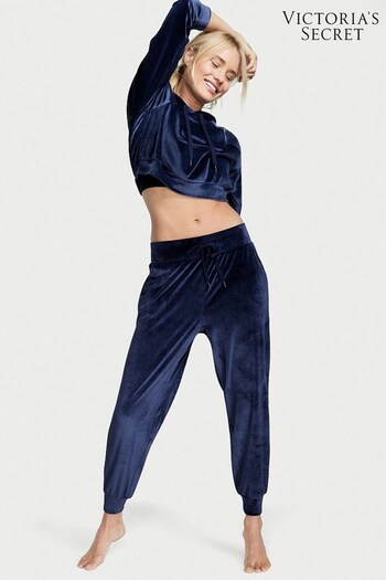 Victoria's Secret Ensign Graphic Blue Velour Rib Jogger (Q13898) | £45