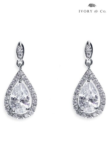 Ivory & Co Rhodium Silver Belmont Crystal Teardrop Earrings (Q14125) | £35