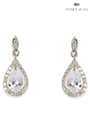 Ivory & Co Gold Belmont Crystal Teardrop Earrings (Q14127) | £35