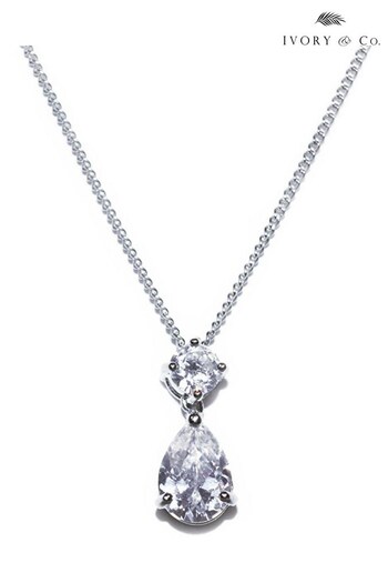 Ivory & Co Silver Imperial Rhodium Crystal Teardrop Pendant (Q14147) | £35