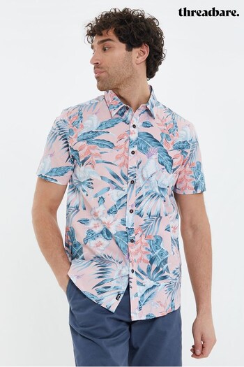 Threadbare Light Pink Tropical Short Sleeve Shirt (Q14836) | £21