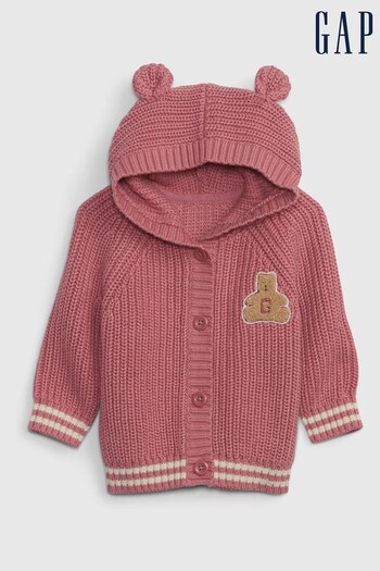 Gap Pink Knitted Brannan Bear Hoodie (Q15191) | £22