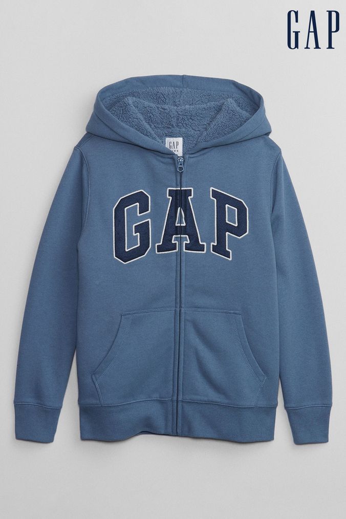Gap Blue Logo Sherpa-Lined Zip Up Hoodie (Q15201) | £35
