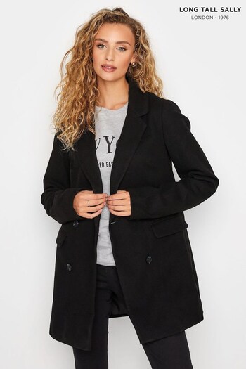 Long Tall Sally Black Double Breasted Cosy Jacket (Q15219) | £60