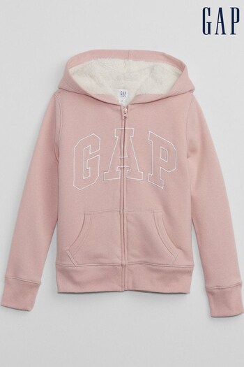 Gap Pink Logo Sherpa Zip Hoodie (Q15509) | £35