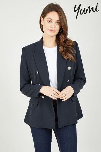 Yumi Blue Blazer With Contrast Stripe Lining (Q15624) | £55