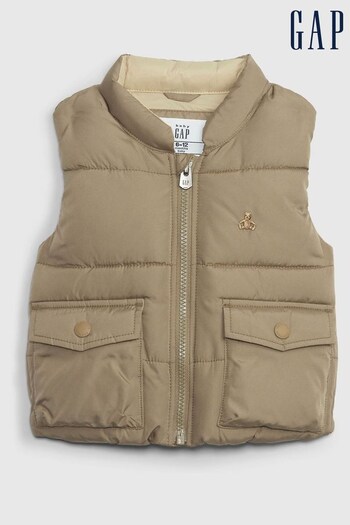 Gap Brown Recycled Utility Puffer Gilet (Q16258) | £35