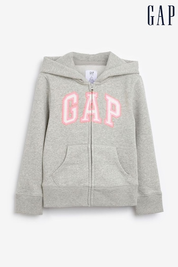 Gap Grey and Pink Logo Zip Up Hoodie (Q16566) | £25
